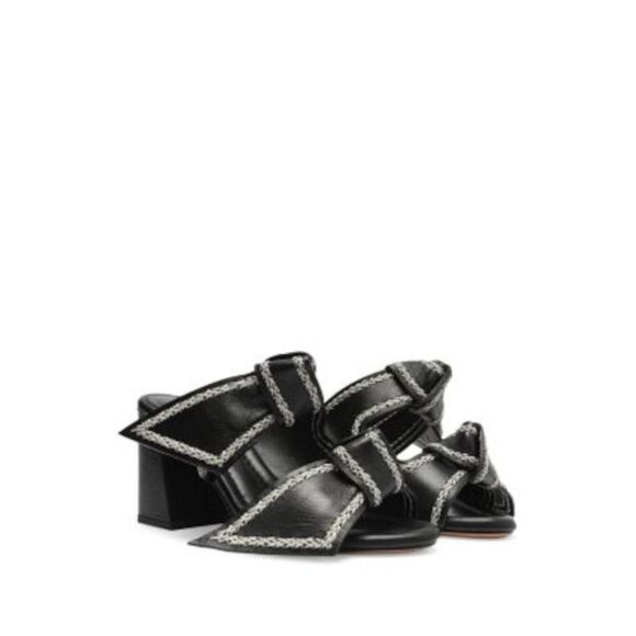ALEXANDRE BIRMAN Womens Black Contrast Clarita Flare Slip On Heeled Sandal 37
